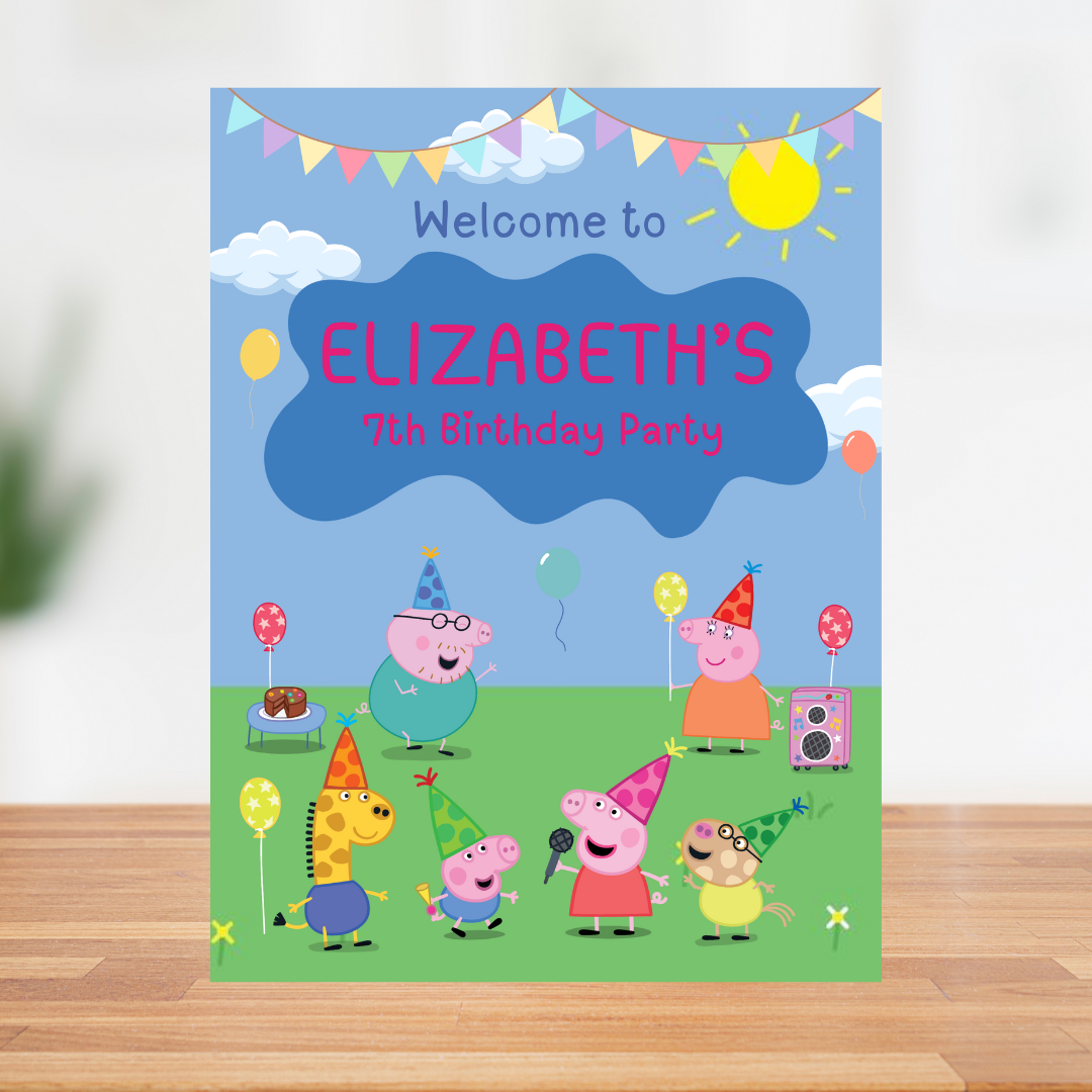 Welcome Board Peppa Pig Blue