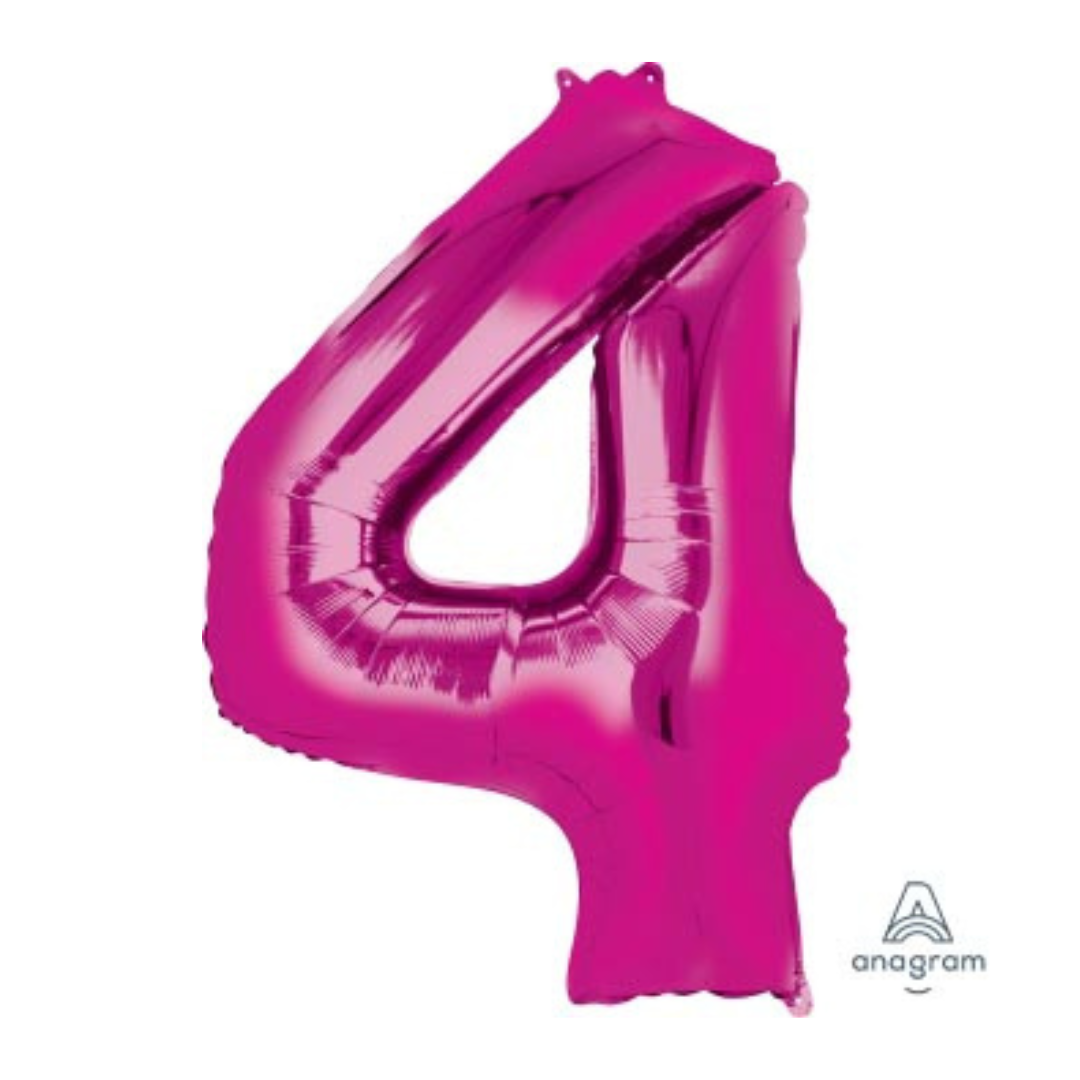 FOIL BALLOON  LARGE CERISE PINK FOUR 4