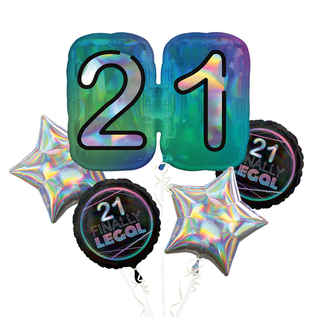 Finally 21  Foil Balloon Bouquet - 5 Pieces