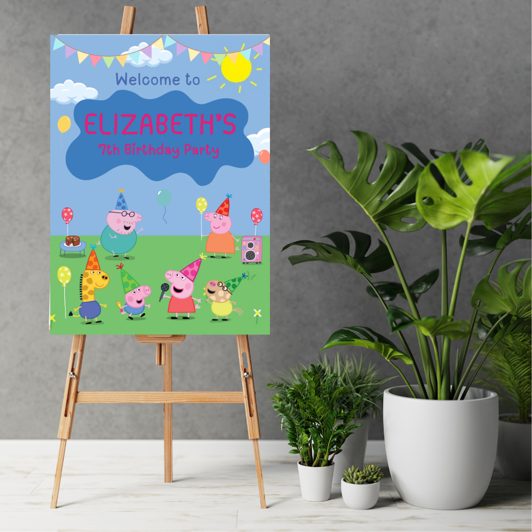 Welcome Board Peppa Pig Blue
