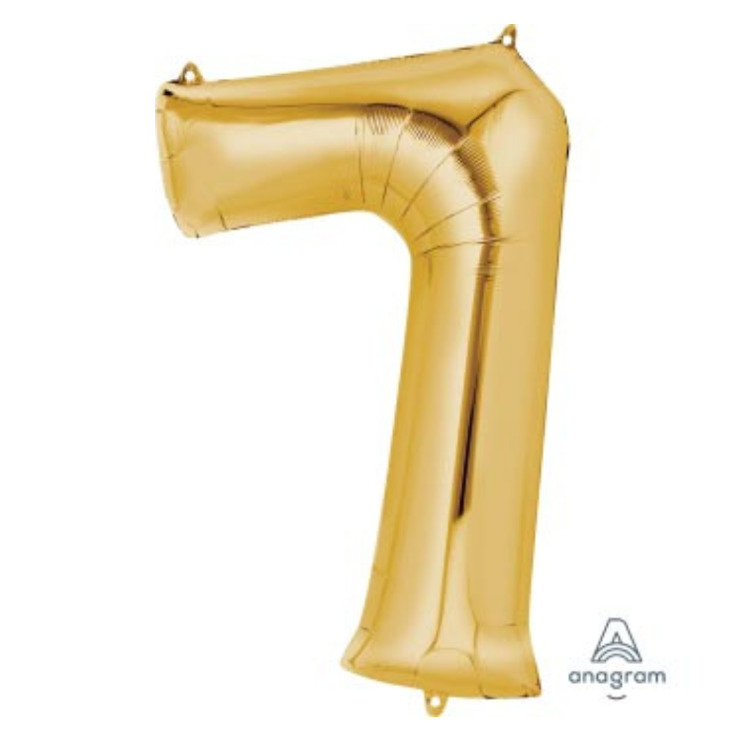 FOIL BALLOON  LARGE YELLOW GOLD SEVEN 7