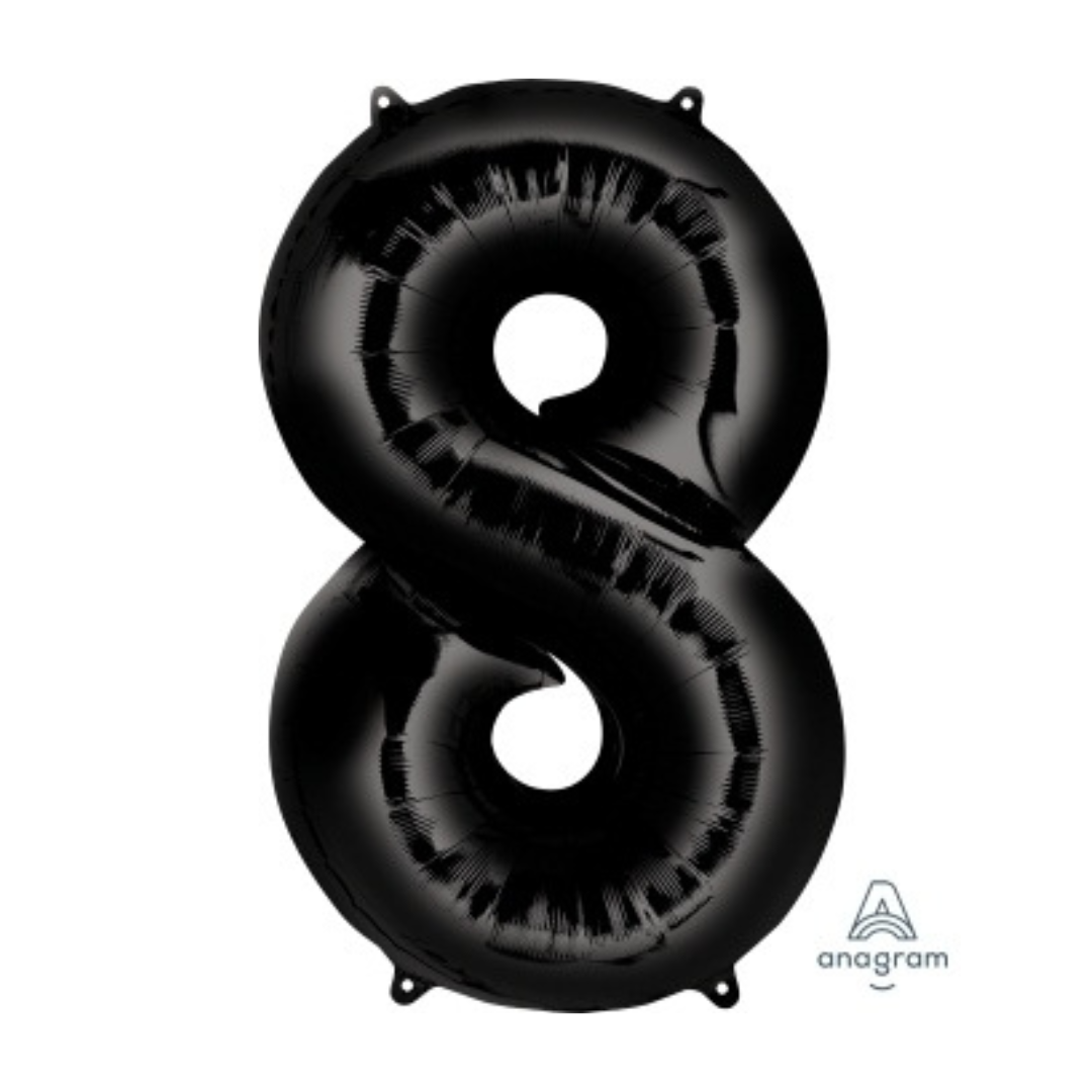 FOIL BALLOON  LARGE BLACK EIGHT 8