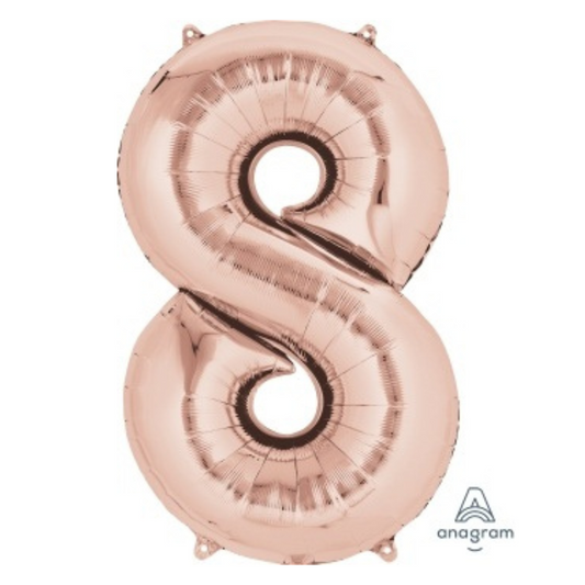 FOIL BALLOON  LARGE ROSE GOLD EIGHT 8