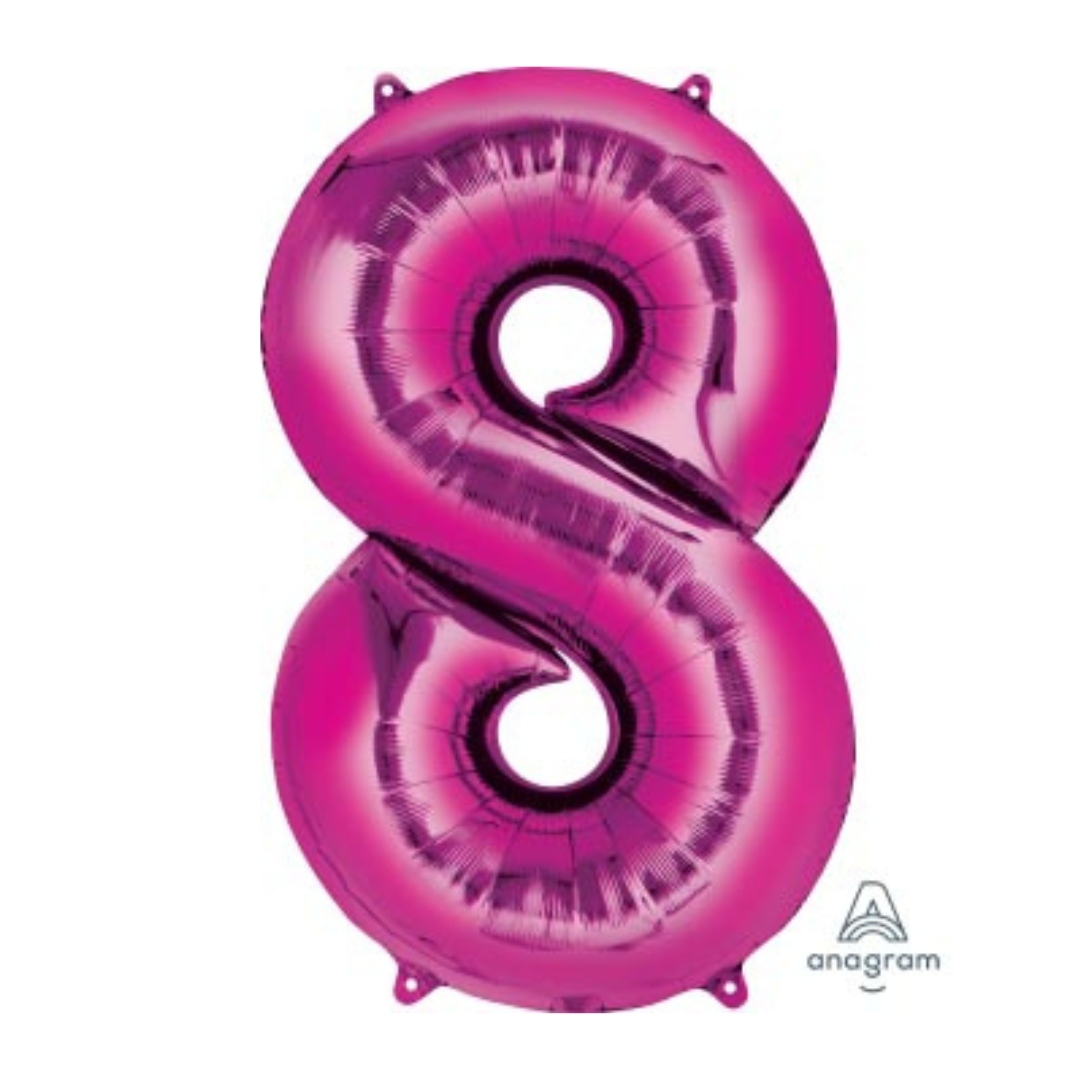 FOIL BALLOON  LARGE CERISE PINK EIGHT 8