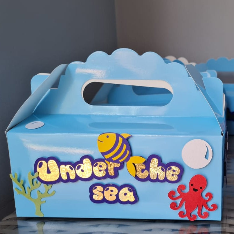 UNDER THE SEA PARTY PACK 5 BOXES only, personalized kiddies birthday party themed decor party boxes customized