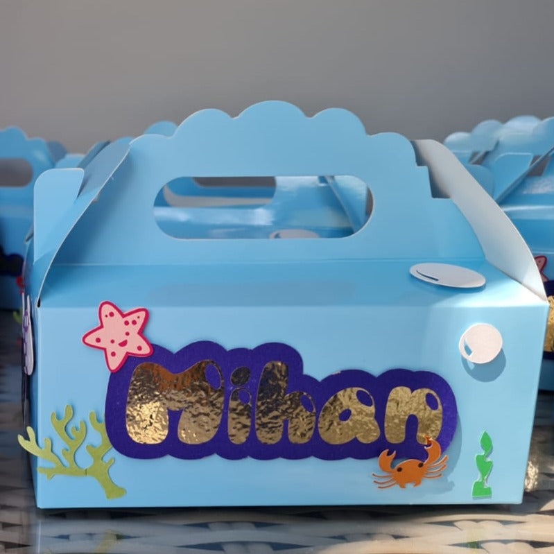 UNDER THE SEA PARTY PACK 5 BOXES only, personalized kiddies birthday party themed decor party boxes customized