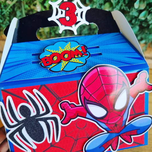 SPIDERMAN PARTY PACK 5 BOXES  B only, personalized kiddies birthday party themed decor party boxes customized