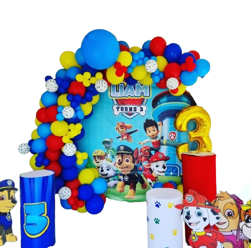 PAW PATROL PARTY DECOR, personalized kiddies birthday party themed decor party customized full print 2m in diameter