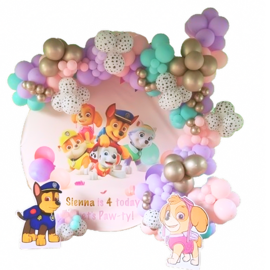 PAW PATROL GIRL PARTY DECOR, personalized kiddies birthday party themed decor party customized full print 2m in diameter