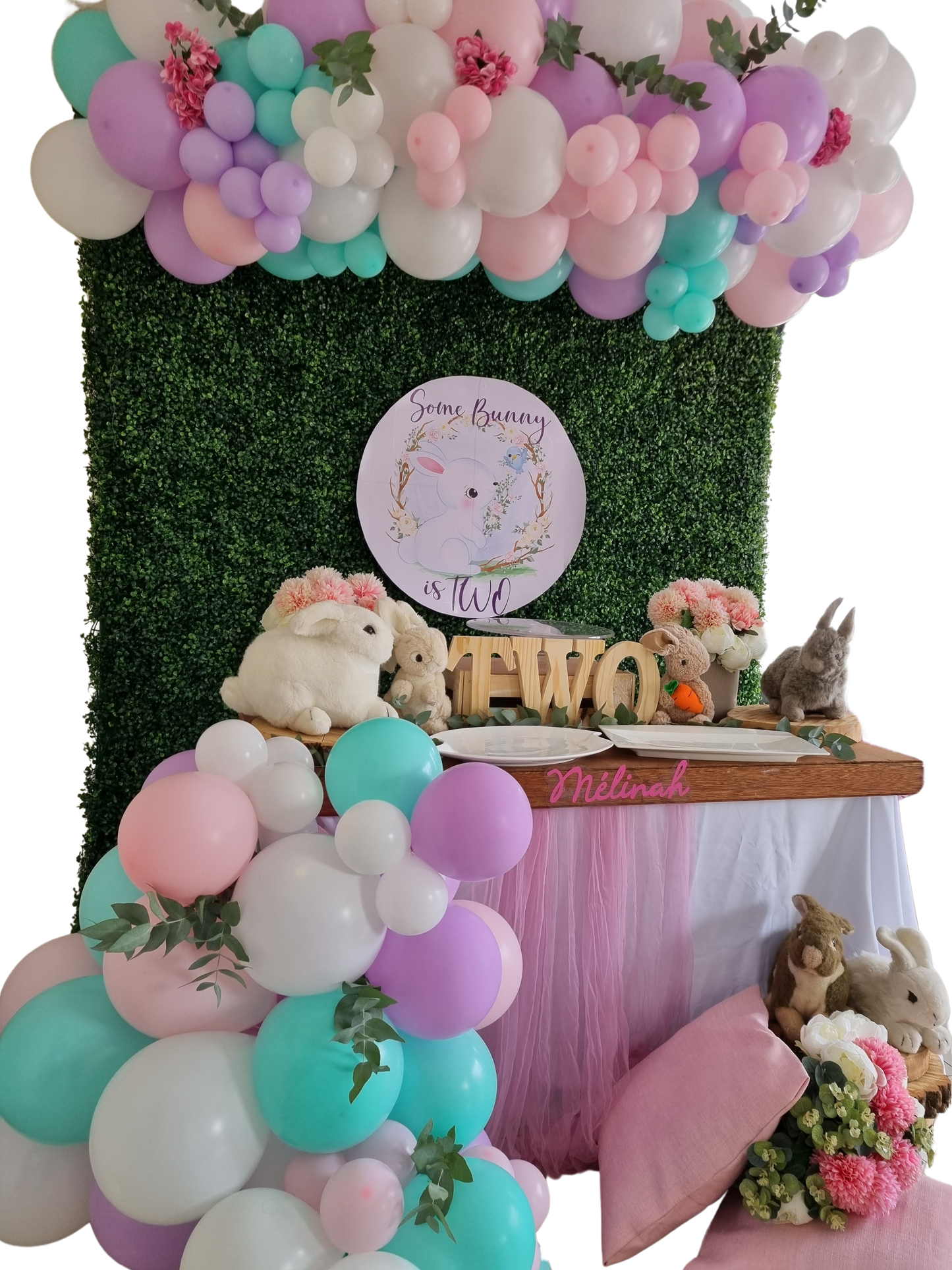 SOME BUNNY PARTY DECOR, personalized kiddies birthday party themed decor party customized full print 2x2m