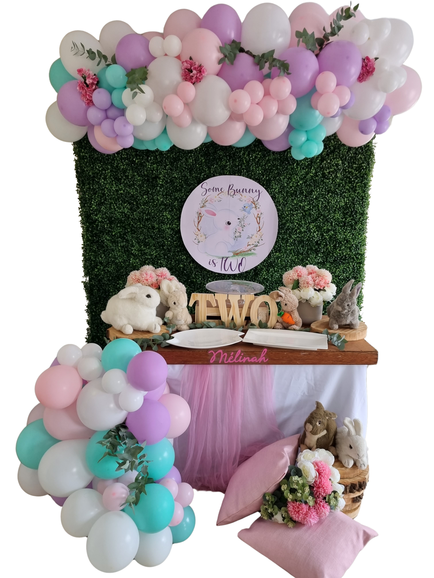 SOME BUNNY PARTY DECOR, personalized kiddies birthday party themed decor party customized full print 2x2m