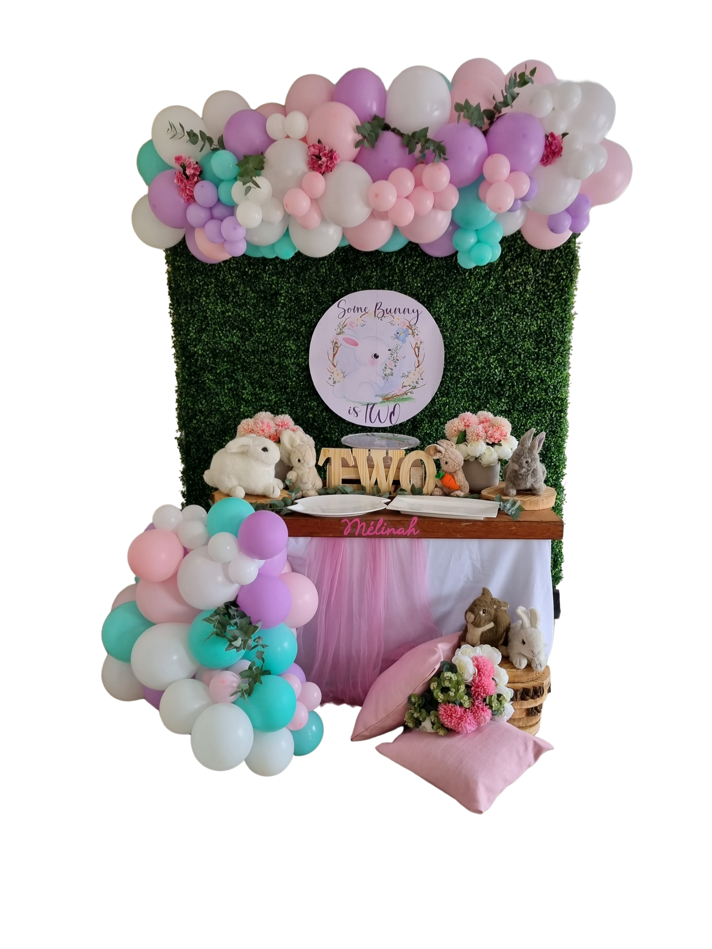 SOME BUNNY PARTY DECOR, personalized kiddies birthday party themed decor party customized full print 2x2m