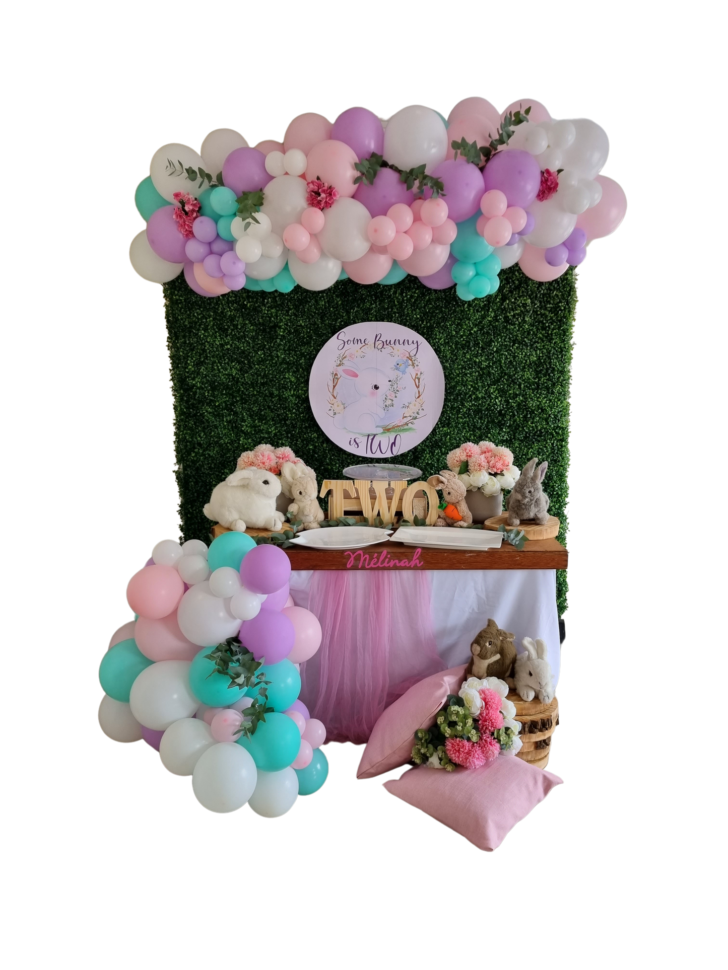 SOME BUNNY PARTY DECOR, personalized kiddies birthday party themed decor party customized full print 2x2m