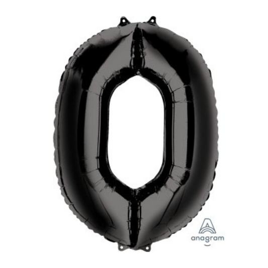 FOIL BALLOON  LARGE BLACK ZERO 0