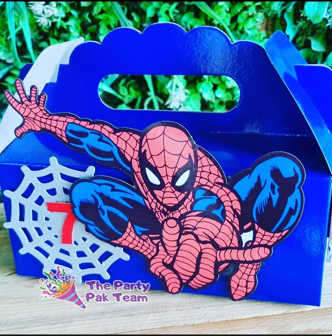 SPIDERMAN PARTY PACK 5 BOXES only, personalized kiddies birthday party themed decor party boxes customized