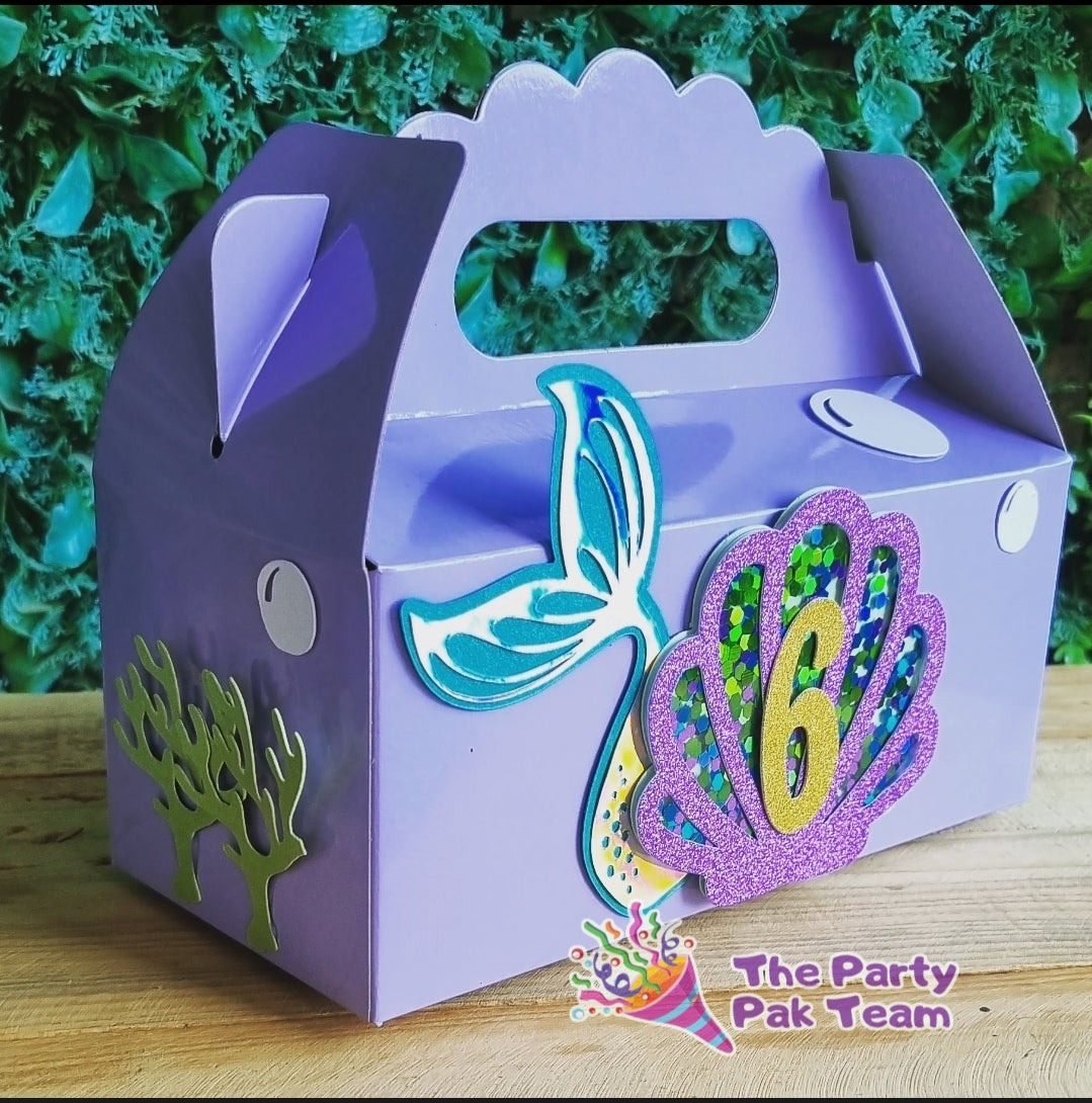 MERMAID PARTY PACK 5 BOXES only, personalized kiddies birthday party themed decor party boxes customized