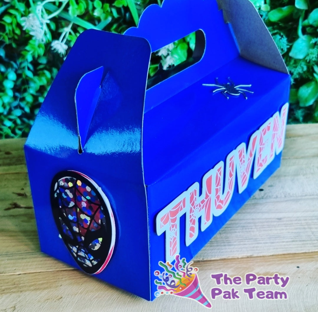 SPIDERMAN PARTY PACK 5 BOXES only, personalized kiddies birthday party themed decor party boxes customized