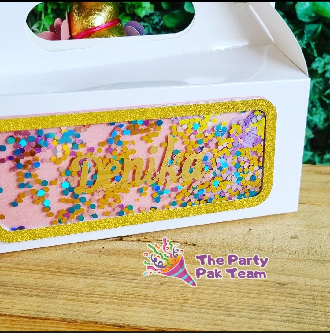 UNICORN PARTY PACK 5 BOXES only, personalized kiddies birthday party themed decor party boxes customized