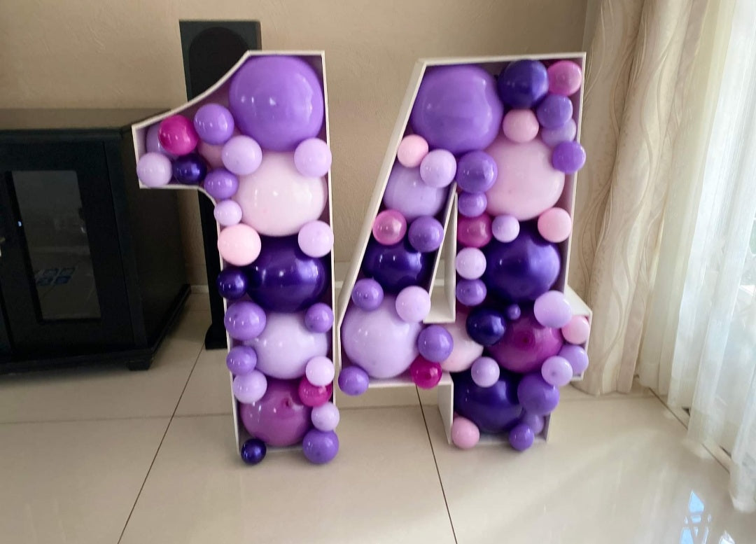 BALLOON MOSAIC STANDARD Numbers and Letters  80cm Tall. Birthday Decor, Baby Shower Bridal Shower, Wedding, Engagements, Proposal, special occasion,